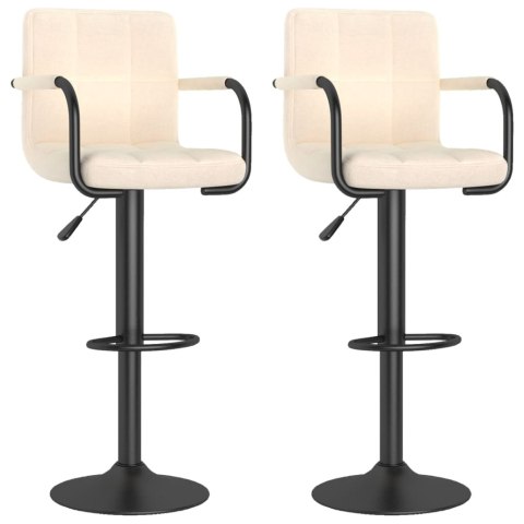 STOŁKI BAROWE 2 SZT. KREMOWE TAPICEROWANE TKANINĄ