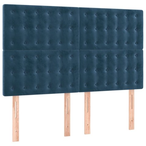 ŁÓŻKO KONTYNENTALNE MATERAC I LED NIEBIESKI AKSAMIT 140X190CM