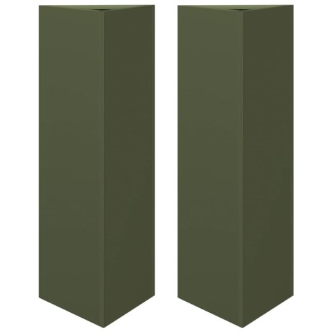 DONICE OGRODOWE 2 SZT. OLIWKOWE TRÓJKĄTNE 30X26X75CM