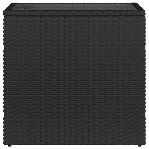 STOLIK OGRODOWY ZE SZKLANYM BLATEM CZARNY 58X27,5X55CM