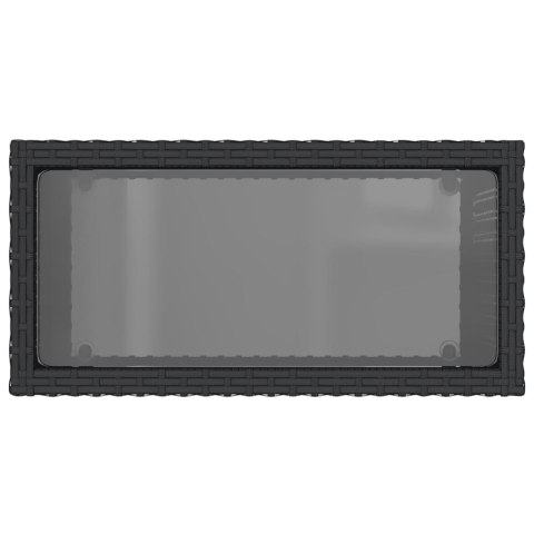 STOLIK OGRODOWY ZE SZKLANYM BLATEM CZARNY 58X27,5X55CM