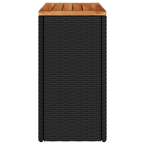 STOLIK OGRODOWY Z DREWNIANYM BLATEM CZARNY 58X27,5X55CM