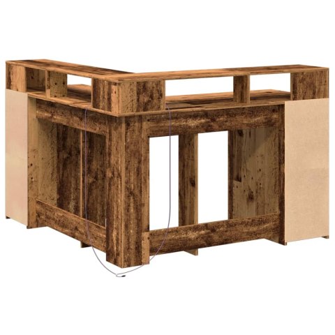 BIURKO Z PODŚWIETLENIEM LED STARE DREWNO 130X130X91CM