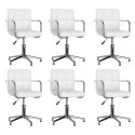 OBROTOWE KRZESŁA STOŁOWE 6 SZT. BIAŁE SZTUCZNA SKÓRA