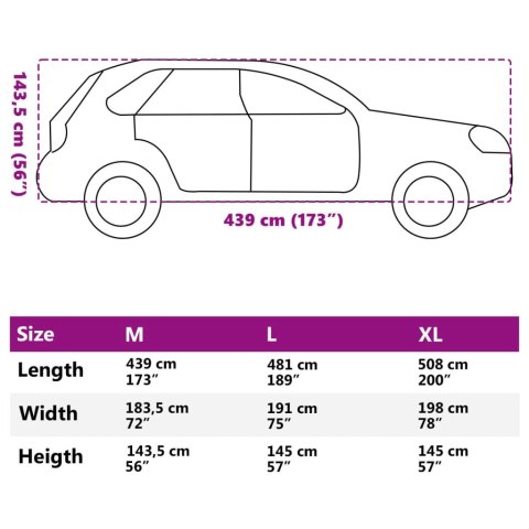 POKROWIEC NA SAMOCHÓD TYPU SUV PEŁNY SZARY M WŁÓKNINA