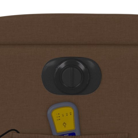 ROZKŁADANY FOTEL MASUJĄCY ELEKTRYCZNY BRĄZOWY TKANINA