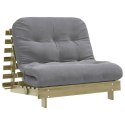 SOFA ROZKŁADANA TYPU FUTON Z MATERACEM 100X206X11CM SOSNOWA