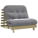 SOFA ROZKŁADANA TYPU FUTON Z MATERACEM 100X206X11CM SOSNOWA