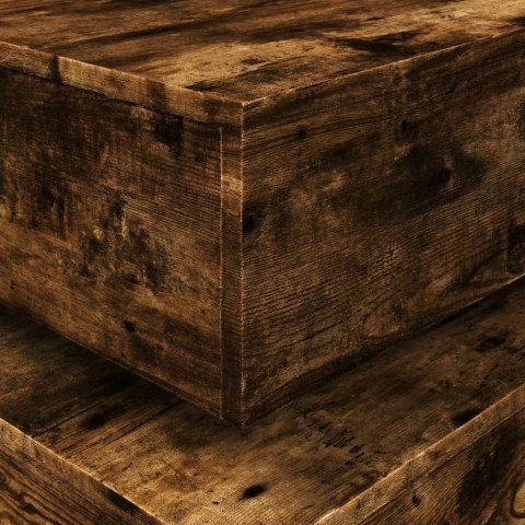 STOLIK KAWOWY Z OŚWIETLENIEM LED PRZYDYMIONY DĄB 90X50X40CM