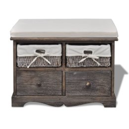 ŁAWKA ZE SCHOWKIEM BRĄZOWA 62X33X42CM DREWNO PAULOWNIA