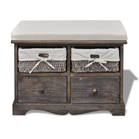 ŁAWKA ZE SCHOWKIEM BRĄZOWA 62X33X42CM DREWNO PAULOWNIA