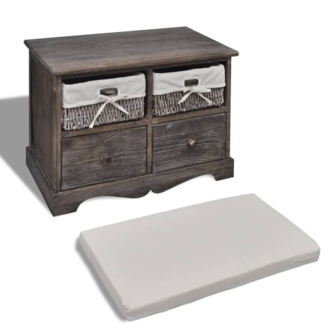 ŁAWKA ZE SCHOWKIEM BRĄZOWA 62X33X42CM DREWNO PAULOWNIA