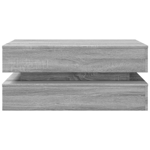 STOLIK KAWOWY Z OŚWIETLENIEM LED SZARY DĄB SONOMA 90X50X40CM