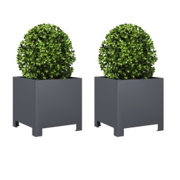 DONICE OGRODOWE 2 SZT. ANTRACYTOWE 30X30X30CM STALOWE