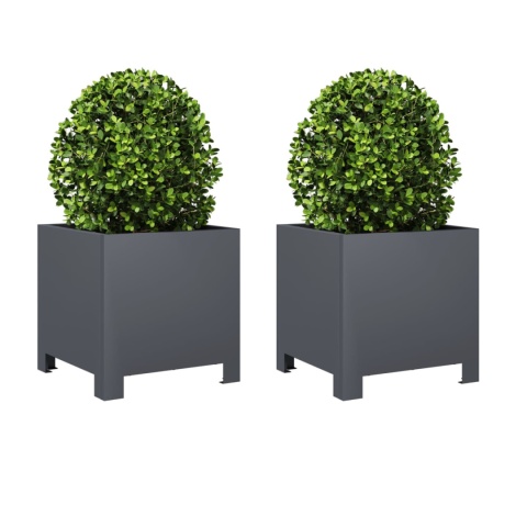 DONICE OGRODOWE 2 SZT. ANTRACYTOWE 30X30X30CM STALOWE