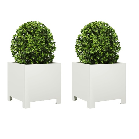 DONICE OGRODOWE 2 SZT. BIAŁE 30X30X30CM STALOWE