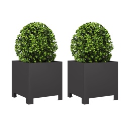 DONICE OGRODOWE 2 SZT. CZARNE 40X40X40CM STALOWE