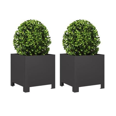 DONICE OGRODOWE 2 SZT. CZARNE 40X40X40CM STALOWE