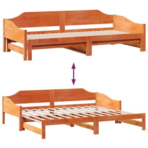 ŁÓŻKO DZIENNE ROZSUWANE WOSKOWY BRĄZ 90X200CM DREWNO SOSNOWE