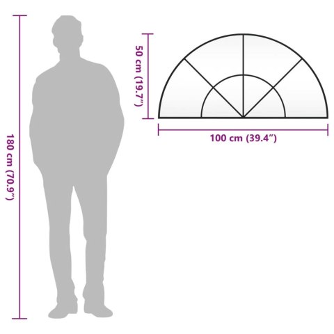 LUSTRO ŚCIENNE CZARNE 100X50CM ZAKOŃCZONE ŁUKIEM ŻELAZO