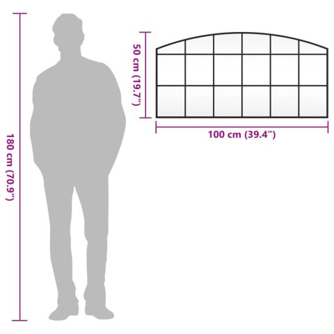 LUSTRO ŚCIENNE CZARNE 100X50CM ZAKOŃCZONE ŁUKIEM ŻELAZO