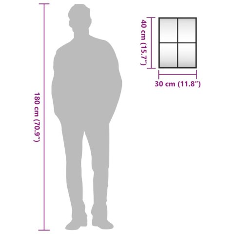 LUSTRO ŚCIENNE CZARNE 30X40CM PROSTOKĄTNE ŻELAZO