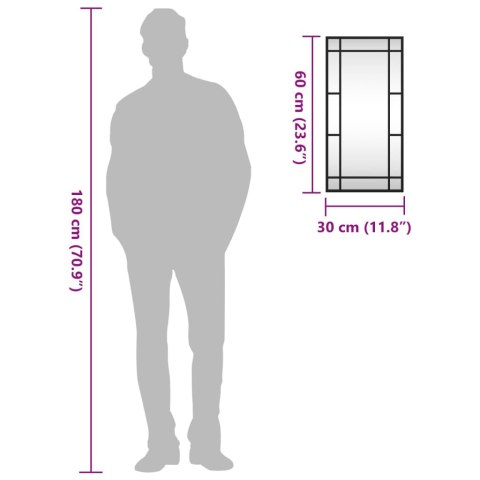 LUSTRO ŚCIENNE CZARNE 30X60CM PROSTOKĄTNE ŻELAZO