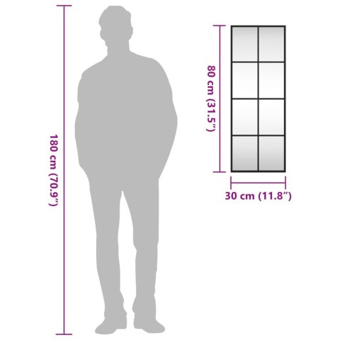 LUSTRO ŚCIENNE CZARNE 30X80CM PROSTOKĄTNE ŻELAZO