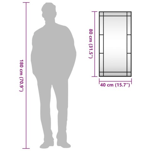 LUSTRO ŚCIENNE CZARNE 40X80CM PROSTOKĄTNE ŻELAZO