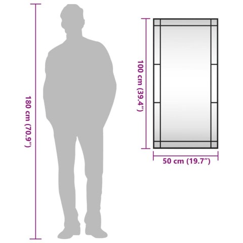 LUSTRO ŚCIENNE CZARNE 50X100CM PROSTOKĄTNE ŻELAZO