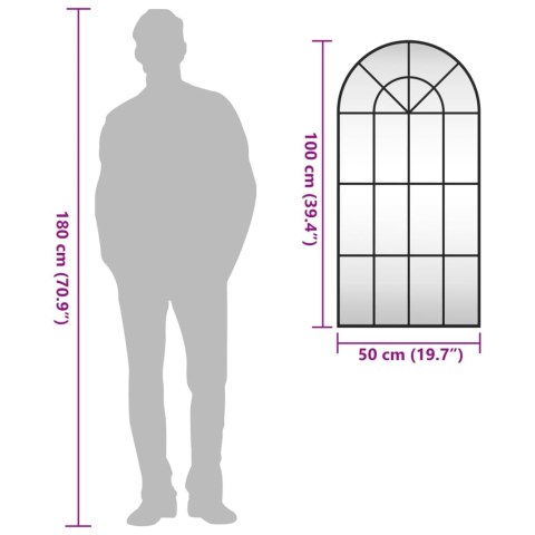 LUSTRO ŚCIENNE CZARNE 50X100CM ZAKOŃCZONE ŁUKIEM ŻELAZO