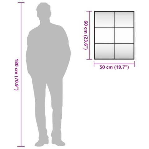 LUSTRO ŚCIENNE CZARNE 50X60CM PROSTOKĄTNE ŻELAZO