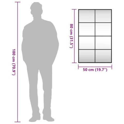 LUSTRO ŚCIENNE CZARNE 50X80CM PROSTOKĄTNE ŻELAZO