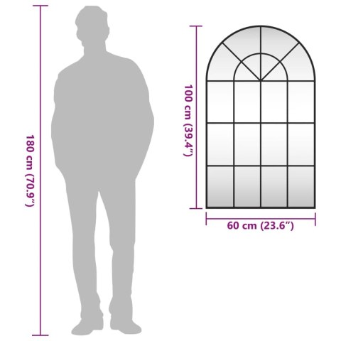 LUSTRO ŚCIENNE CZARNE 60X100CM ZAKOŃCZONE ŁUKIEM ŻELAZO