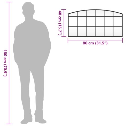 LUSTRO ŚCIENNE CZARNE 80X40CM ZAKOŃCZONE ŁUKIEM ŻELAZO