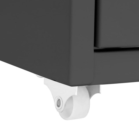 MOBILNA SZAFKA KARTOTEKOWA ANTRACYTOWA 28X41X109CM METALOWA