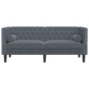 SOFA CHESTERFIELD Z WAŁKAMI DWUOSOBOWA CIEMNOSZARA AKSAMIT