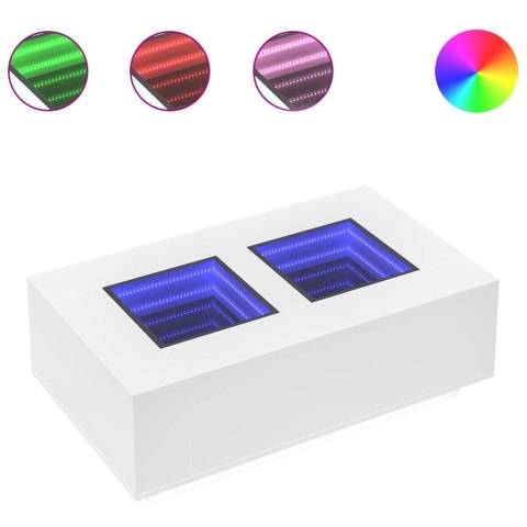 STOLIK KAWOWY Z LED INFINITY BIAŁY 116X69X40CM