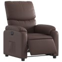 ELEKTRYCZNY FOTEL ROZKŁADANY BRĄZOWY OBITY SZTUCZNĄ SKÓRĄ