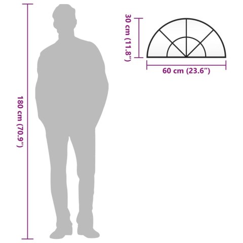 LUSTRO ŚCIENNE CZARNE 60X30CM ZAKOŃCZONE ŁUKIEM ŻELAZO
