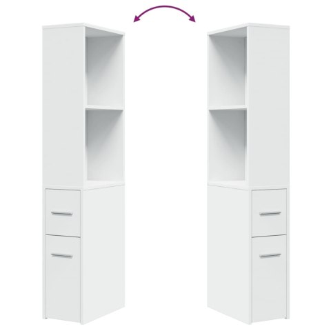 WĄSKA SZAFKA ŁAZIENKOWA NA KÓŁKACH BIAŁA