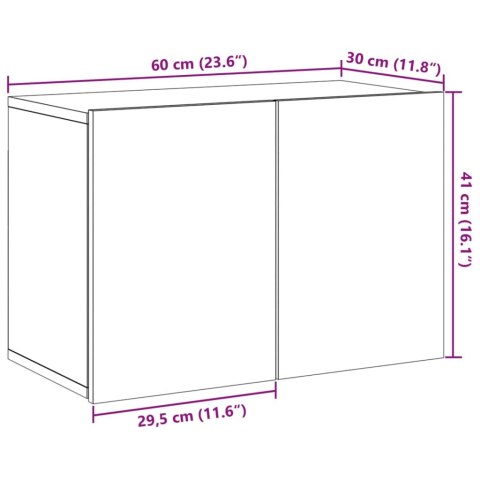 ŚCIENNA SZAFKA TV STARE DREWNO 60X30X41CM