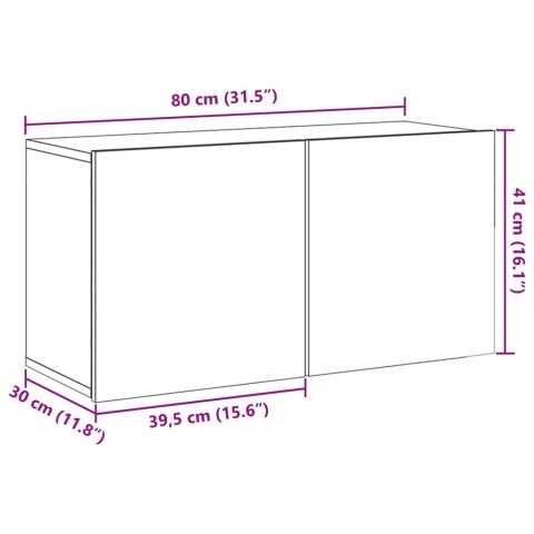 ŚCIENNA SZAFKA TV STARE DREWNO 80X30X41CM