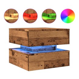 STOLIK KAWOWY Z OŚWIETLENIEM LED STARE DREWNO 50X50X40CM