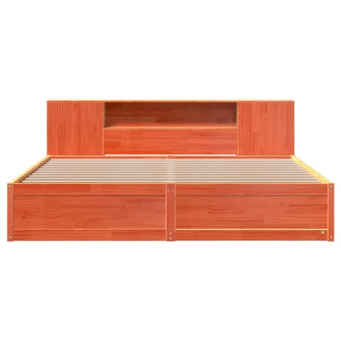 ŁÓŻKO BEZ MATERACA WOSKOWY BRĄZ 200X200CM DREWNO SOSNOWE