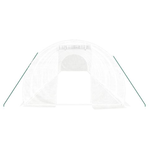 SZKLARNIA OGRODOWA ZE STALOWĄ RAMĄ BIAŁA 42M² 14X3X2M