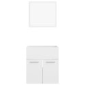 SZAFKA POD UMYWALKĘ I LUSTRO 2-CZ. ZESTAW MEBLI ŁAZIENKOWYCH POŁYSK BIAŁY PŁYTA
