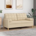 2-OSOBOWA SOFA Z PODUSZKAMI KREMOWA 140CM TKANINA