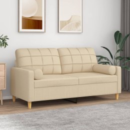 2-OSOBOWA SOFA Z PODUSZKAMI KREMOWA 140CM TKANINA
