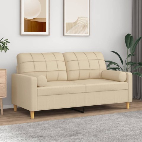 2-OSOBOWA SOFA Z PODUSZKAMI KREMOWA 140CM TKANINA